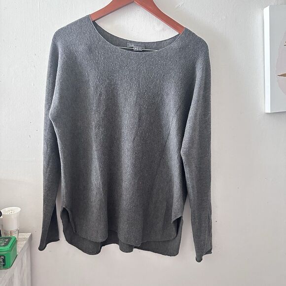 Vince Sweaters - Vince Lux Women's Grey Wool & Cashmere Blend Knit Top Size M Minimalist Classic